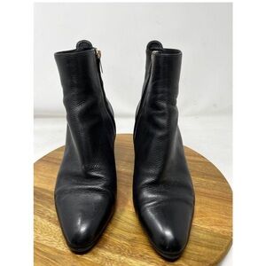 Jimmy Choo Boots Womens 39 9 Pebbled Leather Black Side Zip Ankle Boot